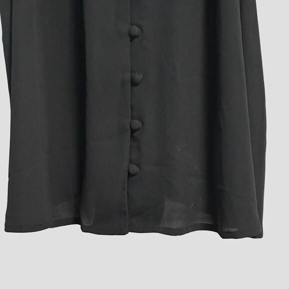 Torrid Womens Tank Size L Black Button Up Tie Keyhole Sheer Neutral Capsule - Picture 3 of 11